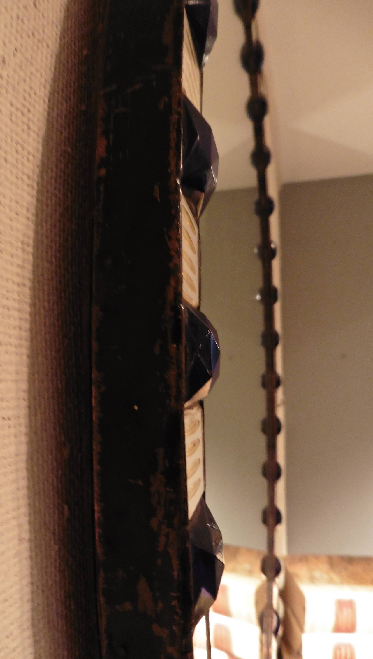 Irish Oval Mirror with Blue and White Glass Frame, circa 1910