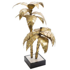Bronze Table Top Palm Tree Lamp Attributed to Maison Jansen circa 1970