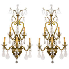 Pair of Impressive French Five Light Bagues Style Wall Sconces circa 1950