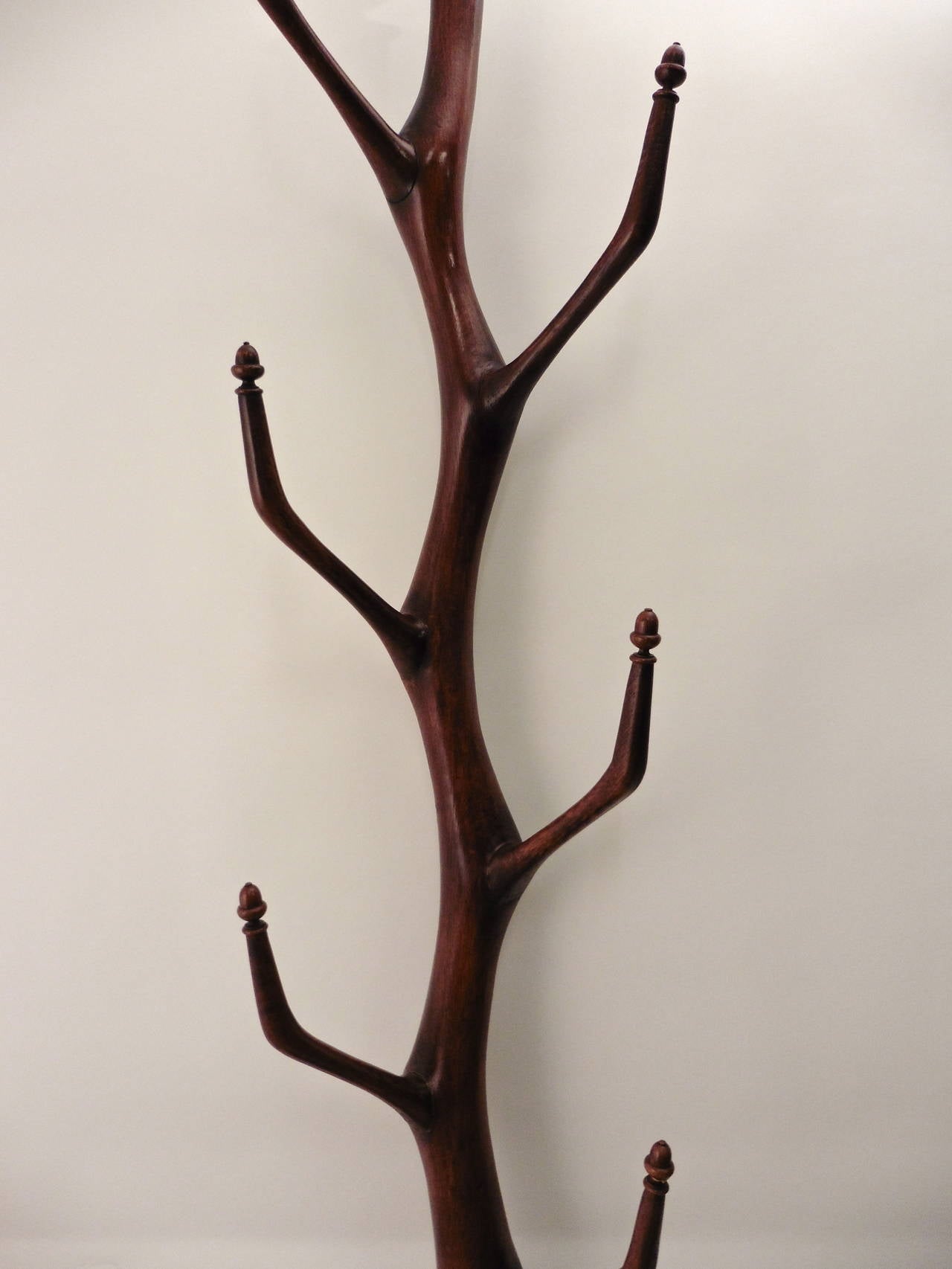 French Provincial Carved Oak Organic Form Hatstand Tree with Acorn Motifs In Good Condition In London, GB