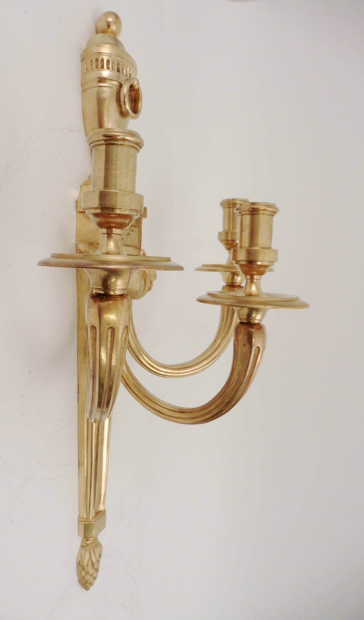 Set of Three French Neoclassical, Gilt Bronze Wall Sconces, circa 1900 4