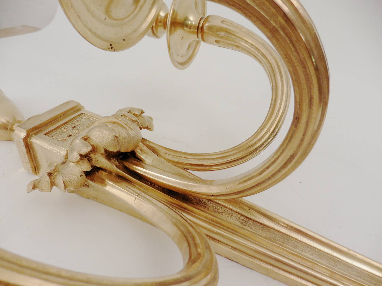 Set of Three French Neoclassical, Gilt Bronze Wall Sconces, circa 1900 1
