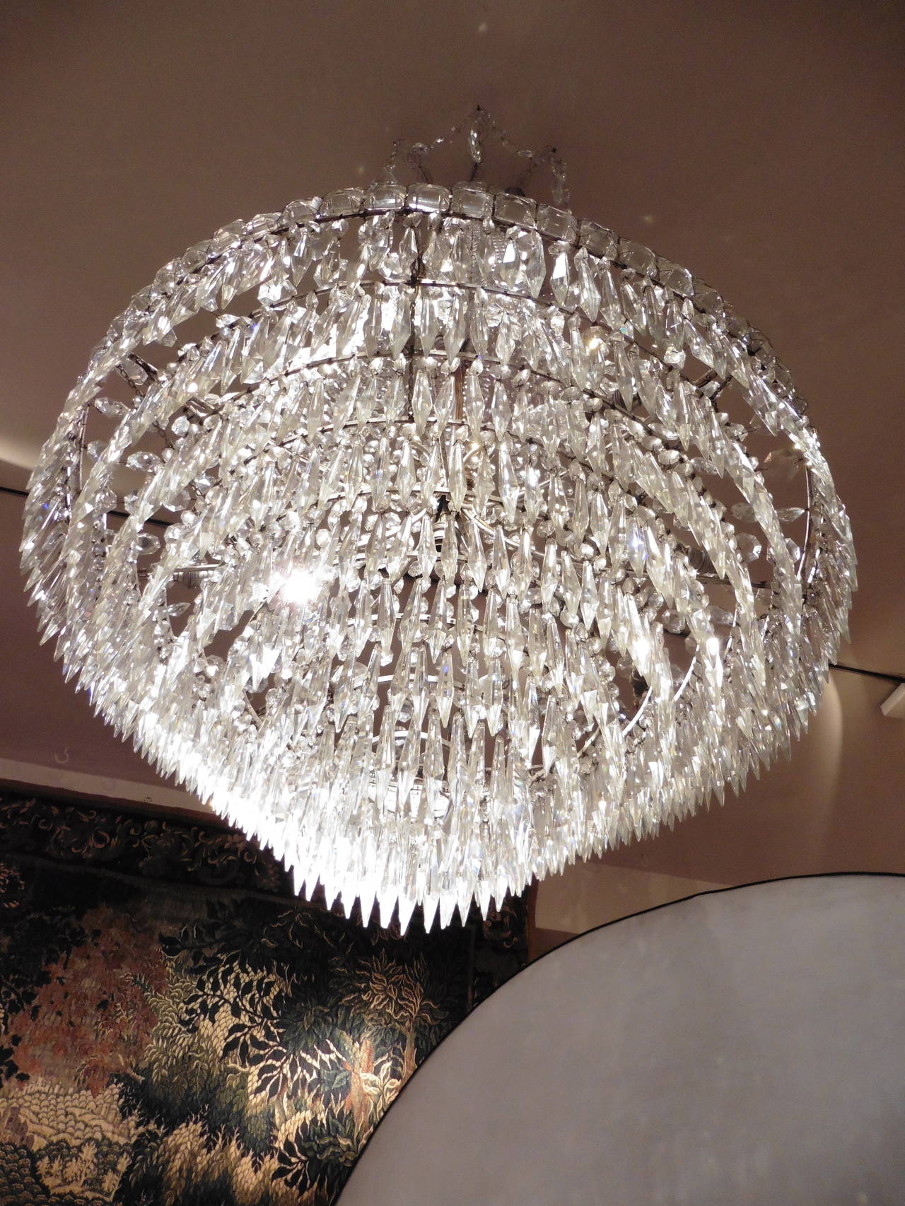 Pair of Baltic Crystal and Silvered Bronze, Tent Form Chandeliers, circa 1900 In Good Condition In London, GB