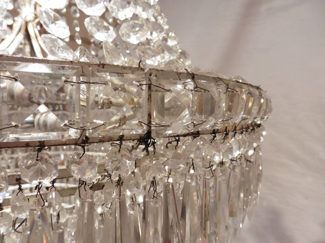 Pair of Baltic Crystal and Silvered Bronze, Tent Form Chandeliers, circa 1900 1