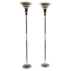 Pair American Art Deco 'Machine Age' Floor Standing Uplighters c.1935