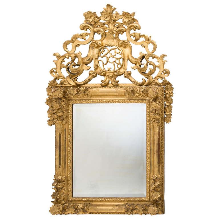 Early 18th Century French Regence Gilt Wood Mirror