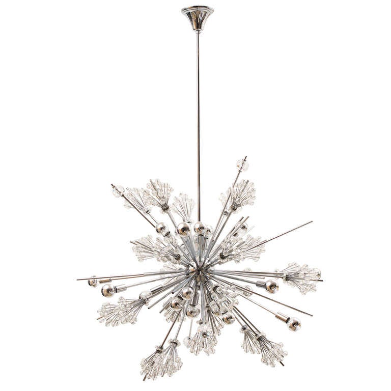 Austrian Chrome & Swarovski Crystal Sputnik Chandelier by Lobmeyer, circa 1980