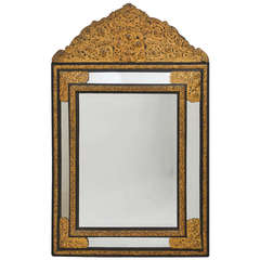 Large Flemish Brass Repousse and Ebonised Mirror, Circa 1850