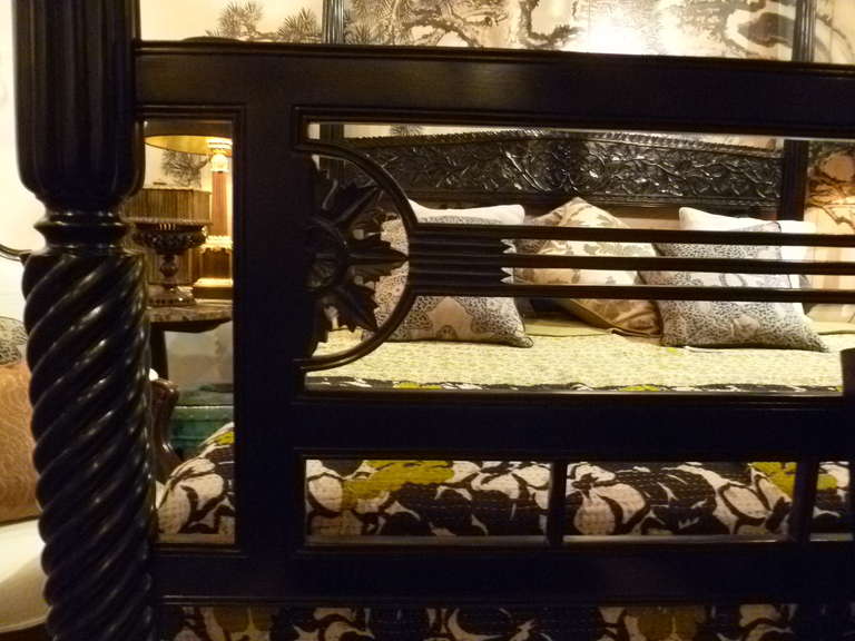 Anglo Indian Ebonised Four Poster Bed, circa 1890 3