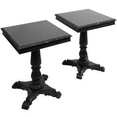Pair Ebonised Regency Style Anglo Indian Rosewood Side Tables - late 19thC