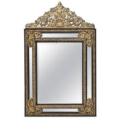 Flemish Baroque Moulded Brass Mirror, 19th Century