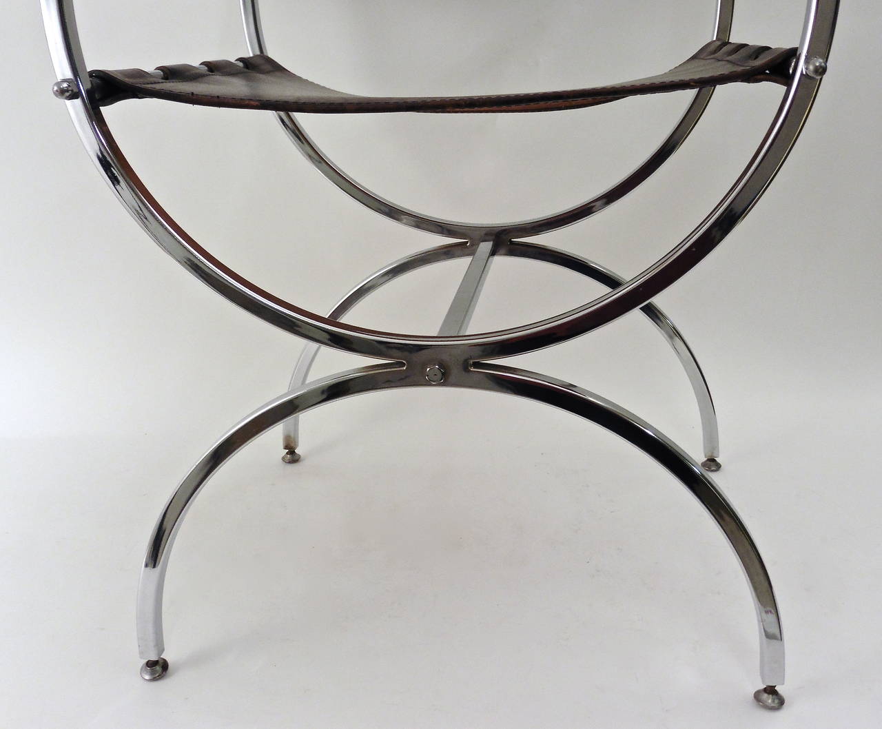 Set of Four Chrome and Leather Armchairs by Maison Jansen, circa 1970 1