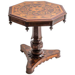 Early English Victorian Specimen Wood Octagonal Parquetry Table, circa 1840