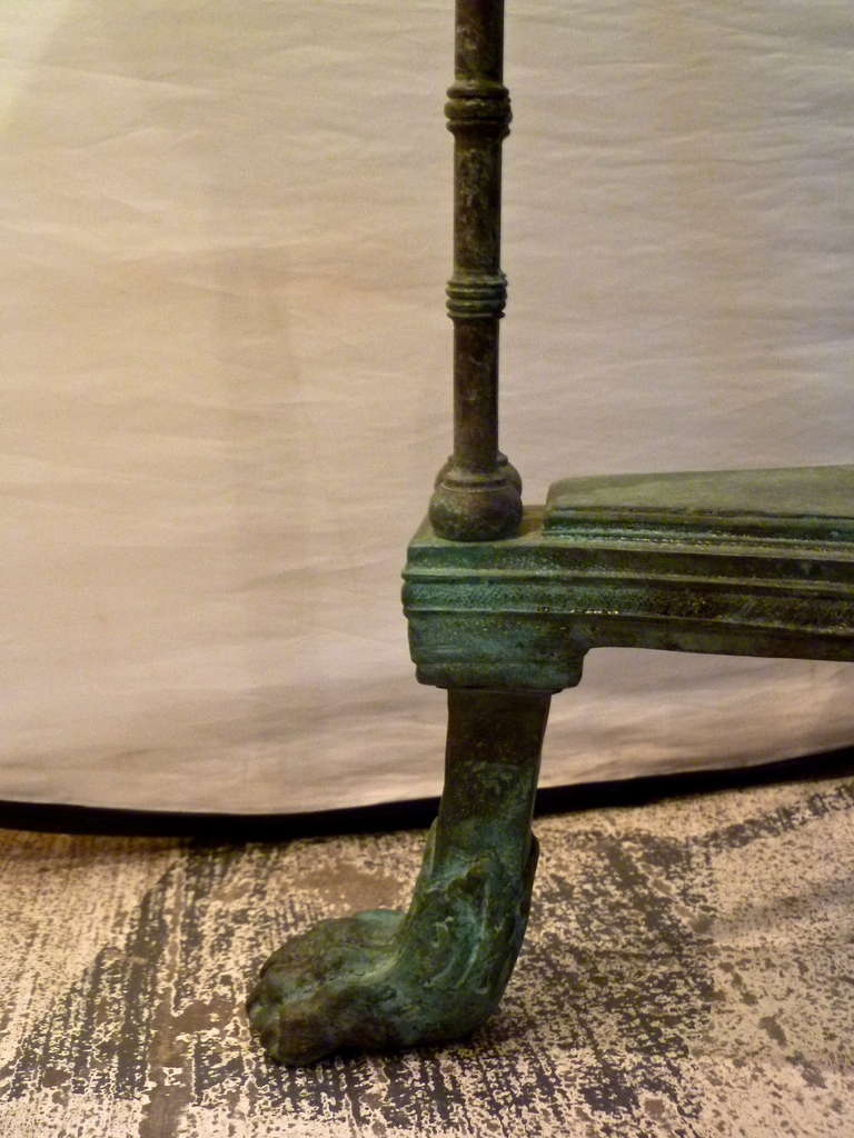 Italian Neo-Classical Verdigris Bronze Gueridon with Black Marble c.1960