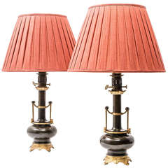 Pair of Austrian Bronze Gas Lamps - in the manner of Schinkel c.1880