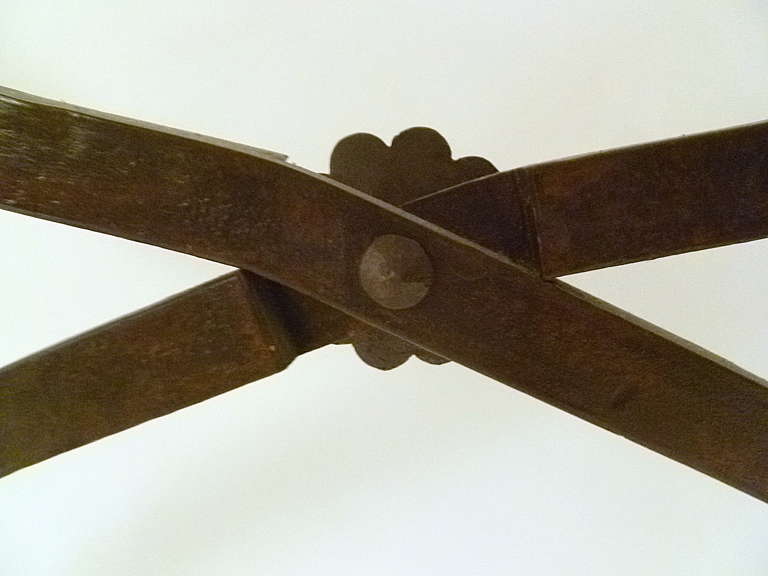 Pair of Spanish Iron and Brass X-Frame 