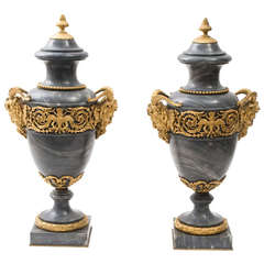 Pair of French Louis XVI Style Large St. Anne Marble Urns c.1850