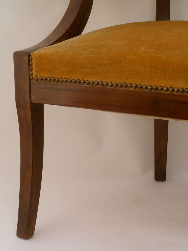 French Empire Mahogany Desk Chair with Lions Head Armrests c.1810 In Good Condition In London, GB