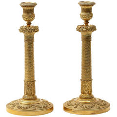 Pair of French Neoclassical Ormolu Candlesticks, circa 1870