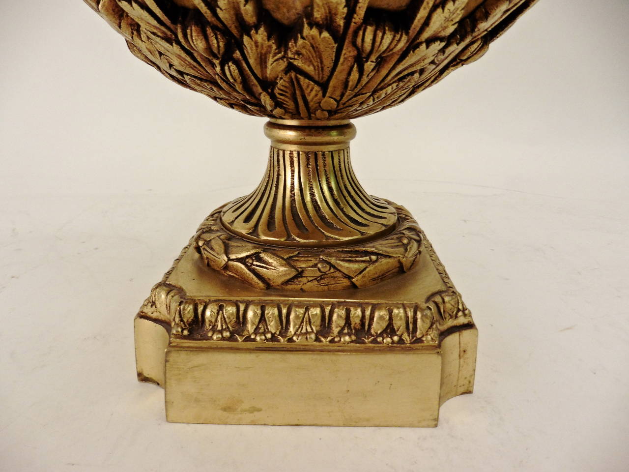 Pair of Ornate French Bronze Mounted Sienna Marble Cassolettes, circa 1910
