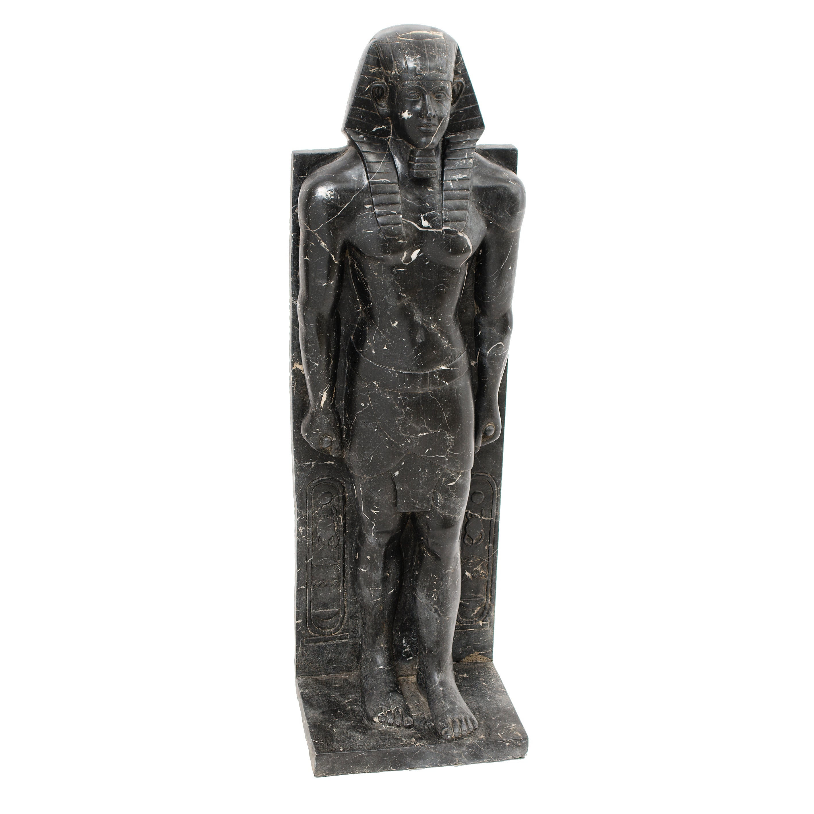 French 19thC Black Carved Marble Egyptian Figure