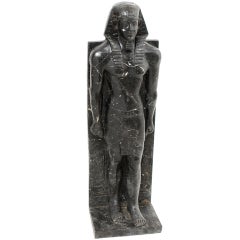 French 19thC Black Carved Marble Egyptian Figure
