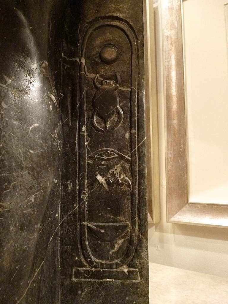 French 19thC Black Carved Marble Egyptian Figure 3