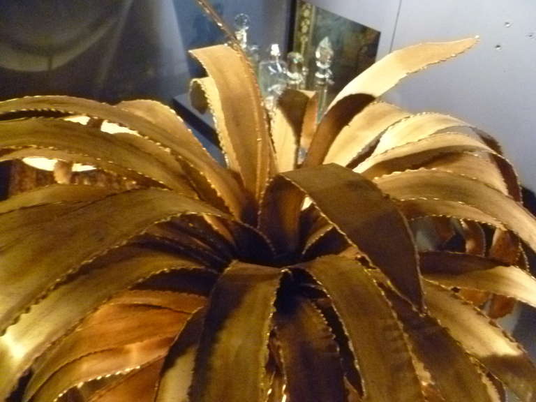 Large French Bronze Palm Tree Floor Lamp c.1970