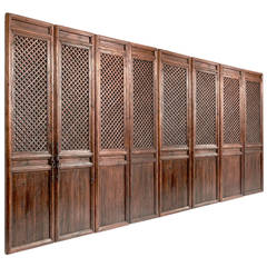 Chinese Elm Eight-Panel Window Lattice Screen Doors, Shanxi Province