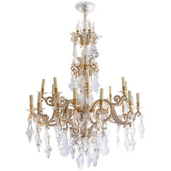 French Gilt Bronze and Crystal 24-Light Chandelier, circa 1900