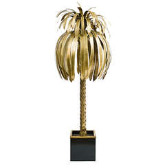 Large French Bronze Palm Tree Floor Lamp c.1970