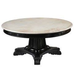Anglo-Indian Ebonized Mahogany Centre Table with White Marble Top, circa 1860