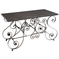 Antique Elegant French Wrought Iron Butchers Table c.1880