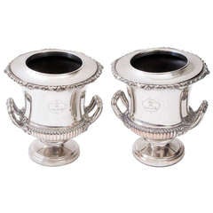 Pair Regency Silver Plate Wine Coolers by Matthew Boulton c.1830 8