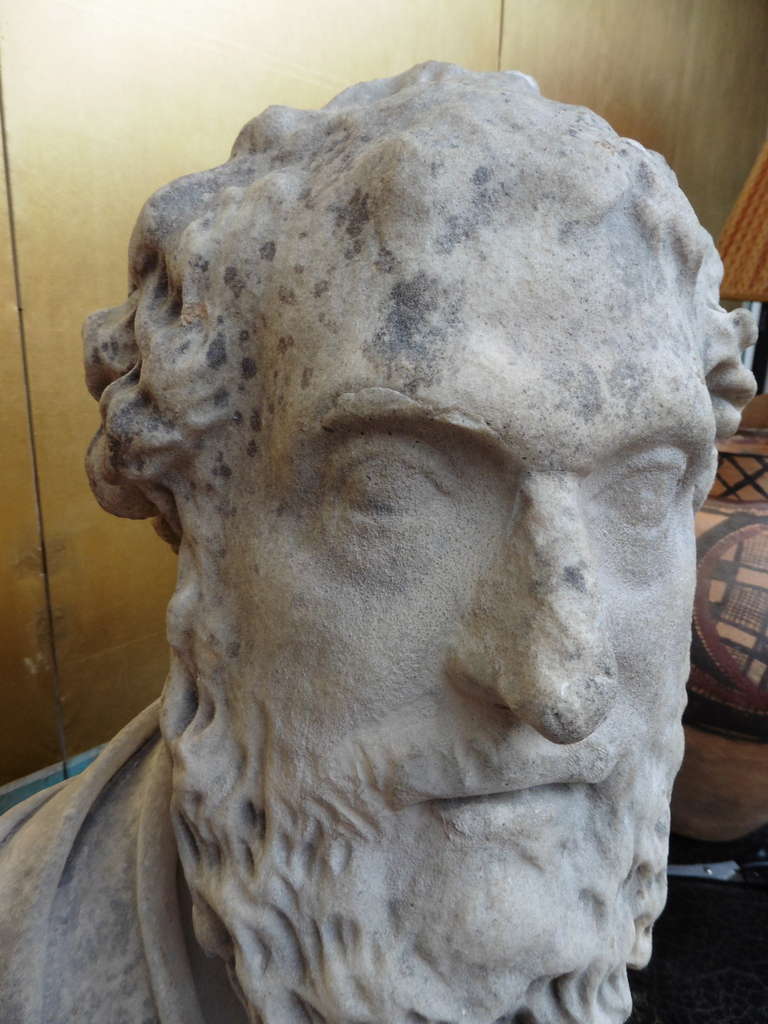 English Early 19th Century Marble Bust, Engraved Euripidies 1