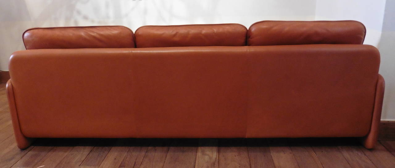 De Sede ThreeSeat Cognac Aniline Leather Sofa, circa 1970 For Sale at