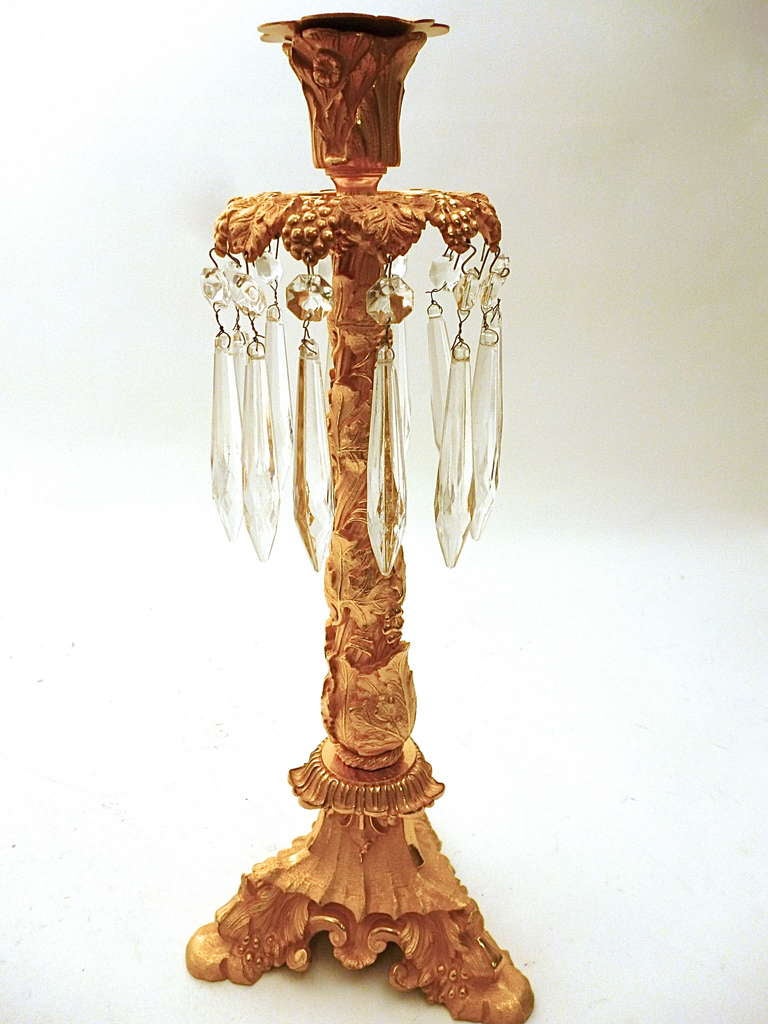 19th Century English Late Regency Gilt Bronze Candelabra & Matching Candlesticks