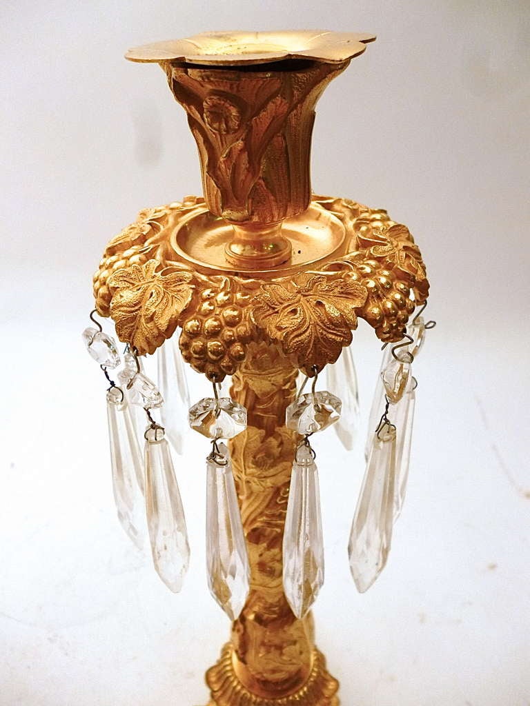 Ormolu English Late Regency Gilt Bronze Candelabra & Matching Candlesticks