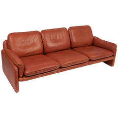 De Sede Three-Seat Cognac Aniline Leather Sofa, circa 1970 11