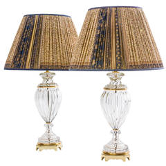 Pair of Swirled Glass Lamps Attributed to Baccarat, Late 20th Century