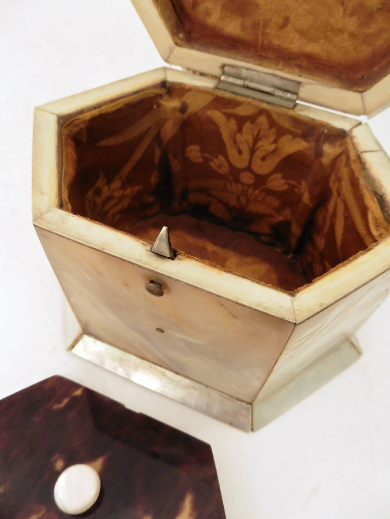 English Victorian Mother-of-Pearl Veneered Tea Caddy, circa 1850 2