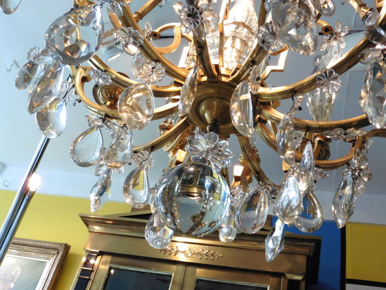 French Gilt Bronze and Crystal, Neoclassical Eight Light Chandelier 2