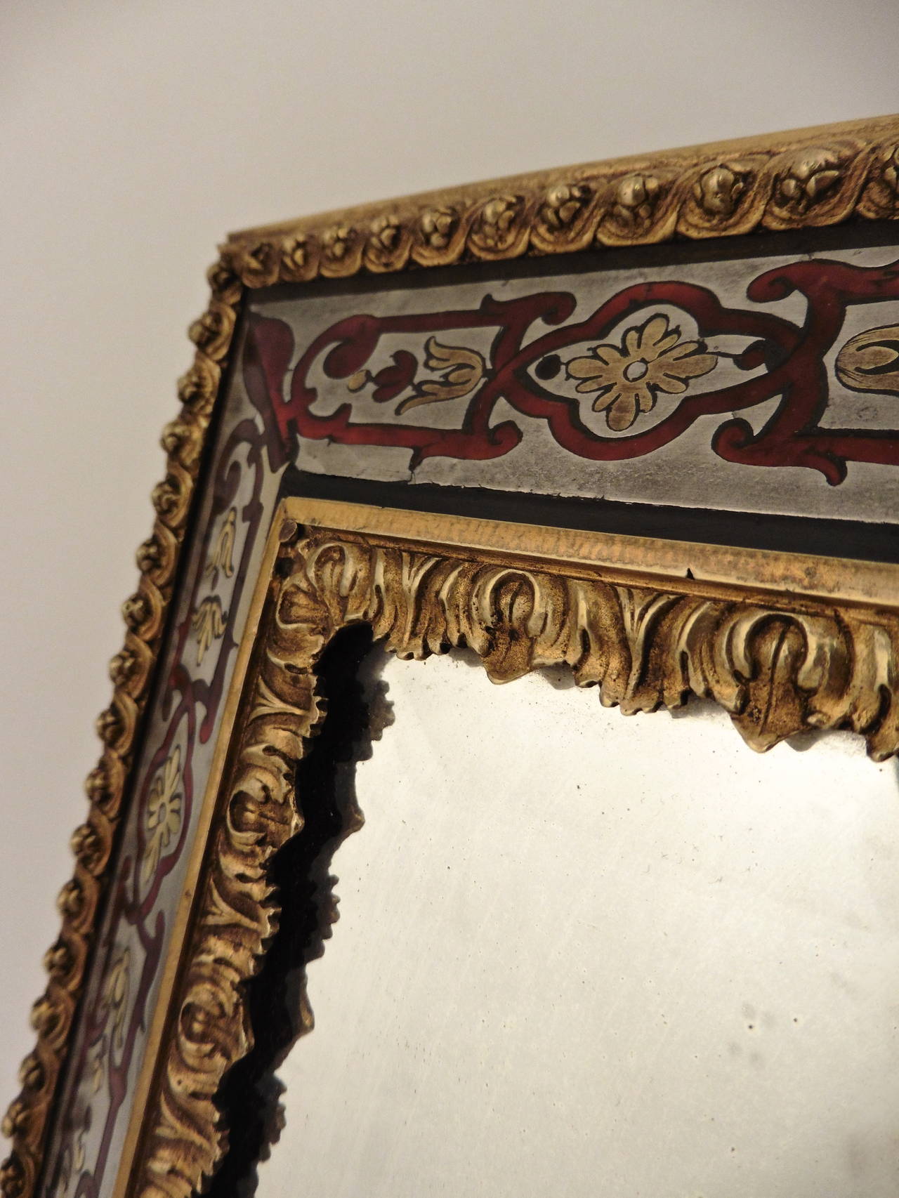 Ornate French Boulle-Work Framed Mirror, circa 1900 2