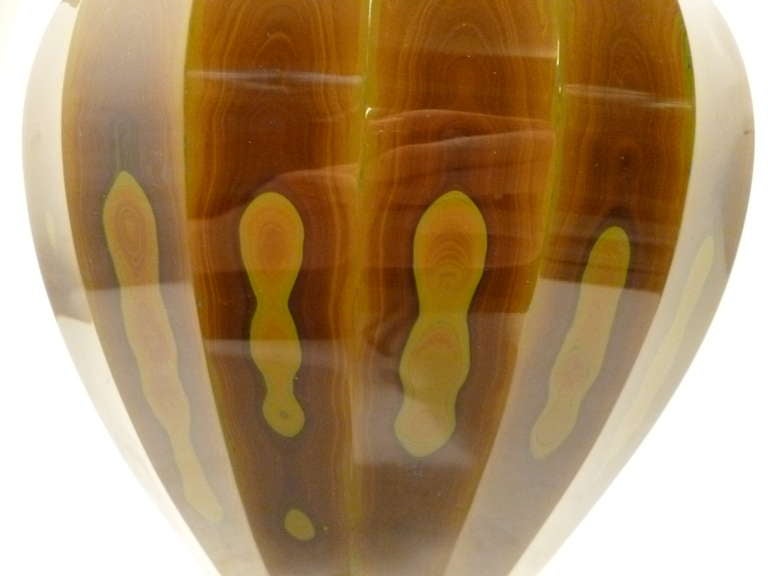 19th Century Large and Rare Bohemian Facet Cut Lithyalin Glass Baluster Vase ca.1860