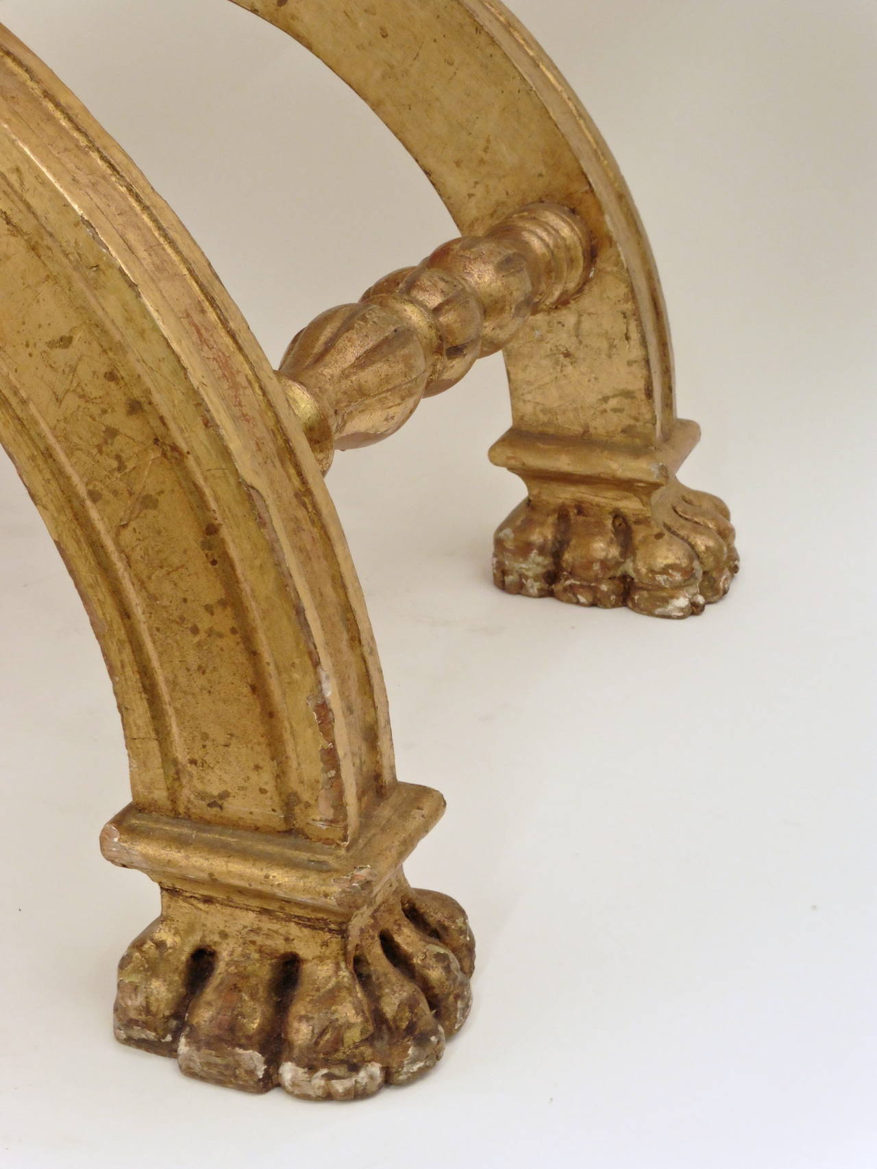 Pair of Regal Roman Giltwood Stools, circa 1820 4