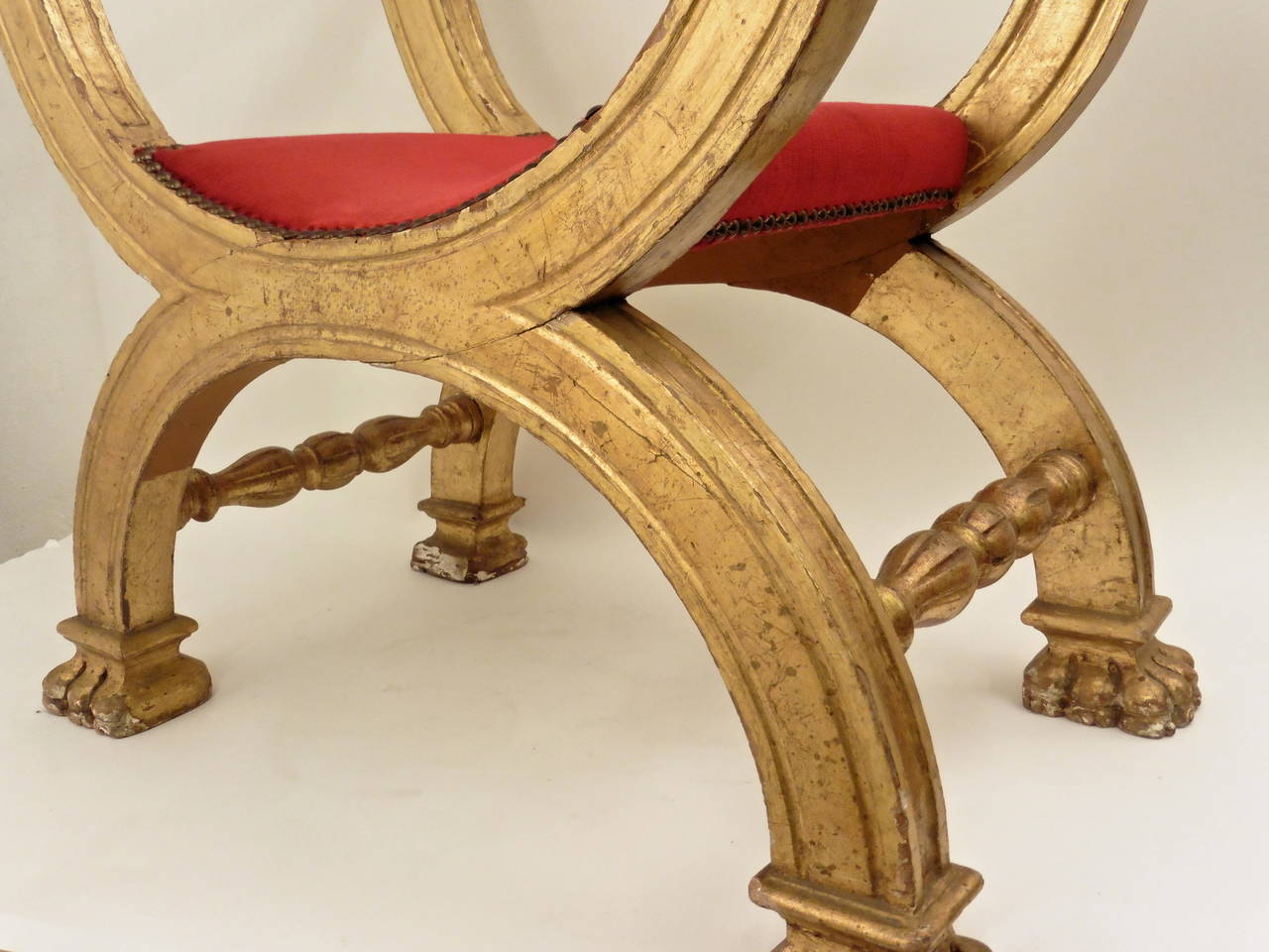 Pair of Regal Roman Giltwood Stools, circa 1820 3