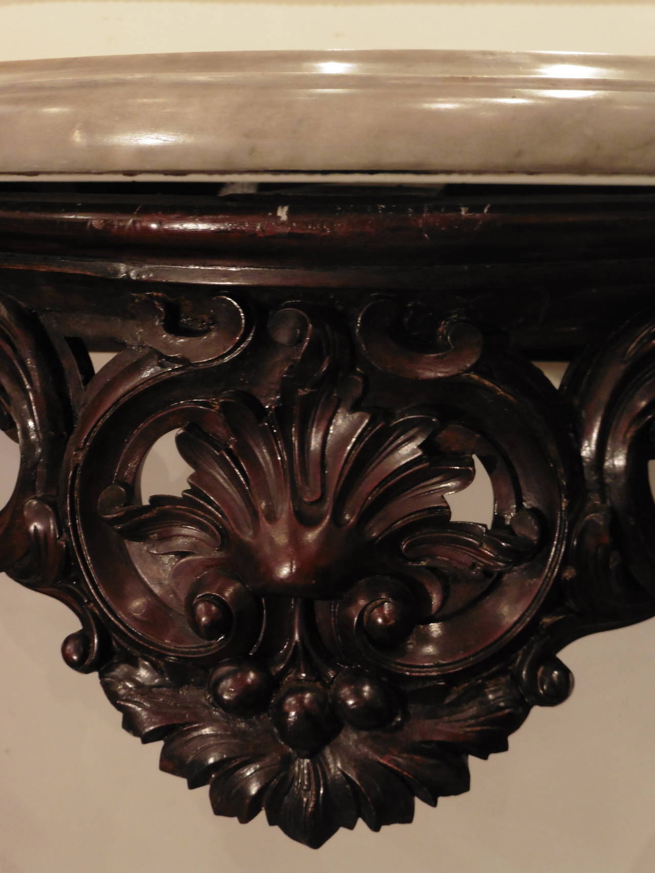 Anglo-Indian Ebonized Mahogany Rococo Style Console Table, circa 1860 In Good Condition For Sale In London, GB