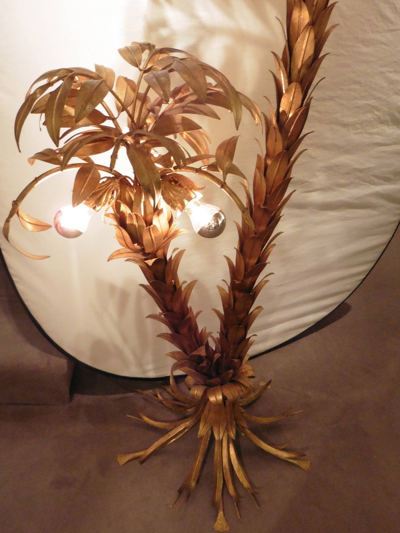 Gilt Palm Tree Light Designed by Hans Kögl, Germany, circa 1960 In Good Condition For Sale In London, GB