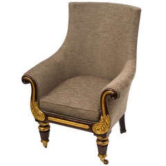 Regency Simulated Rosewood & Giltwood Lyre Front Bergere Armchair c.1820