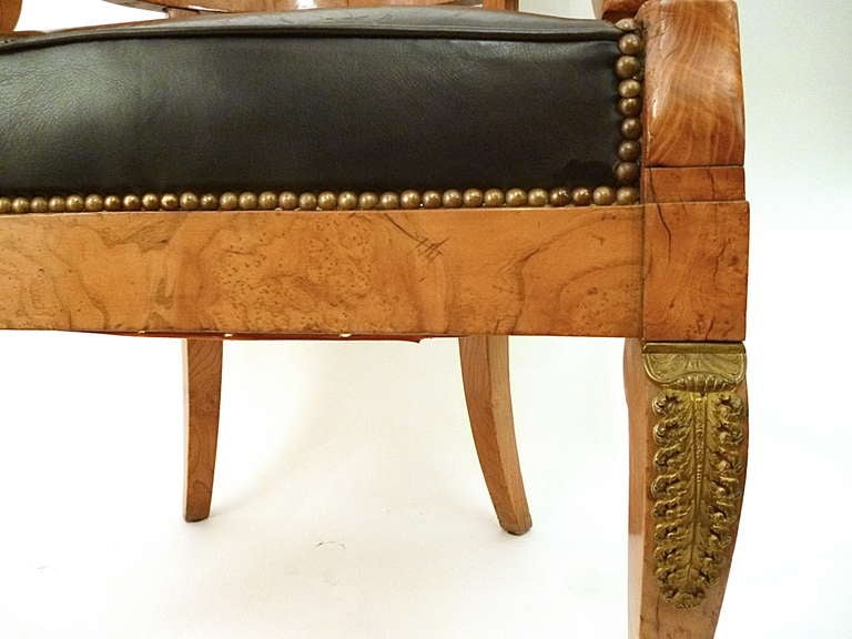 Ormolu French Charles X Burr Elm Desk Chair - attributed to JJ Werner c1830